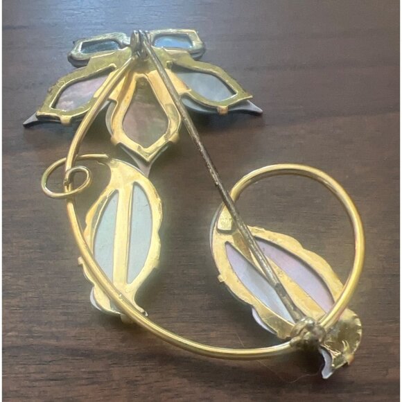 VTG Stunning Ocean Treasures Brooch Mother Of Pearl Flower SIGNED Distinctive - Picture 6 of 11